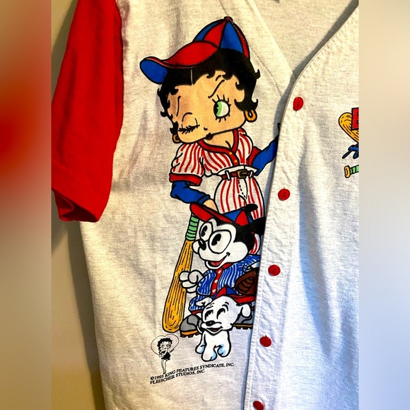 Vintage 90s Betty Boop button down baseball tee - Picture 2 of 7